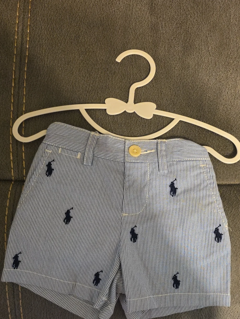 Ralph Lauren Blue & White Striped Polo Embroidered Kids Shorts